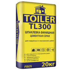 Тойлер TL300 шпатлевка цементная финишная серая 20кг. 